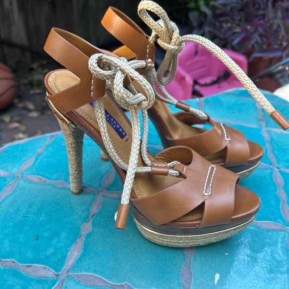 Ralph Lauren Strappy Leather and Jute Rope Sandal NEW - Picture 10 of 13